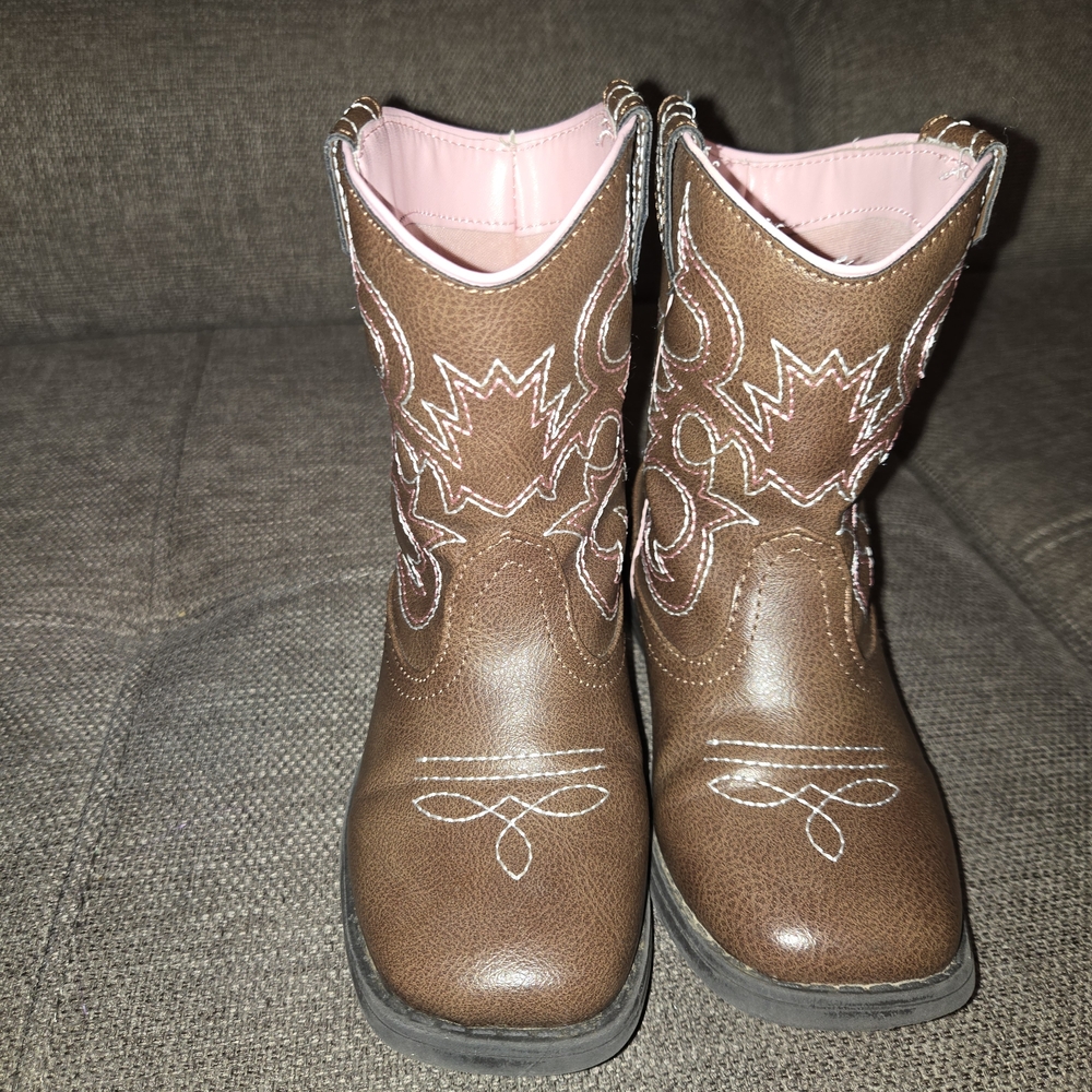 Brown Western Boots with Pink Lining